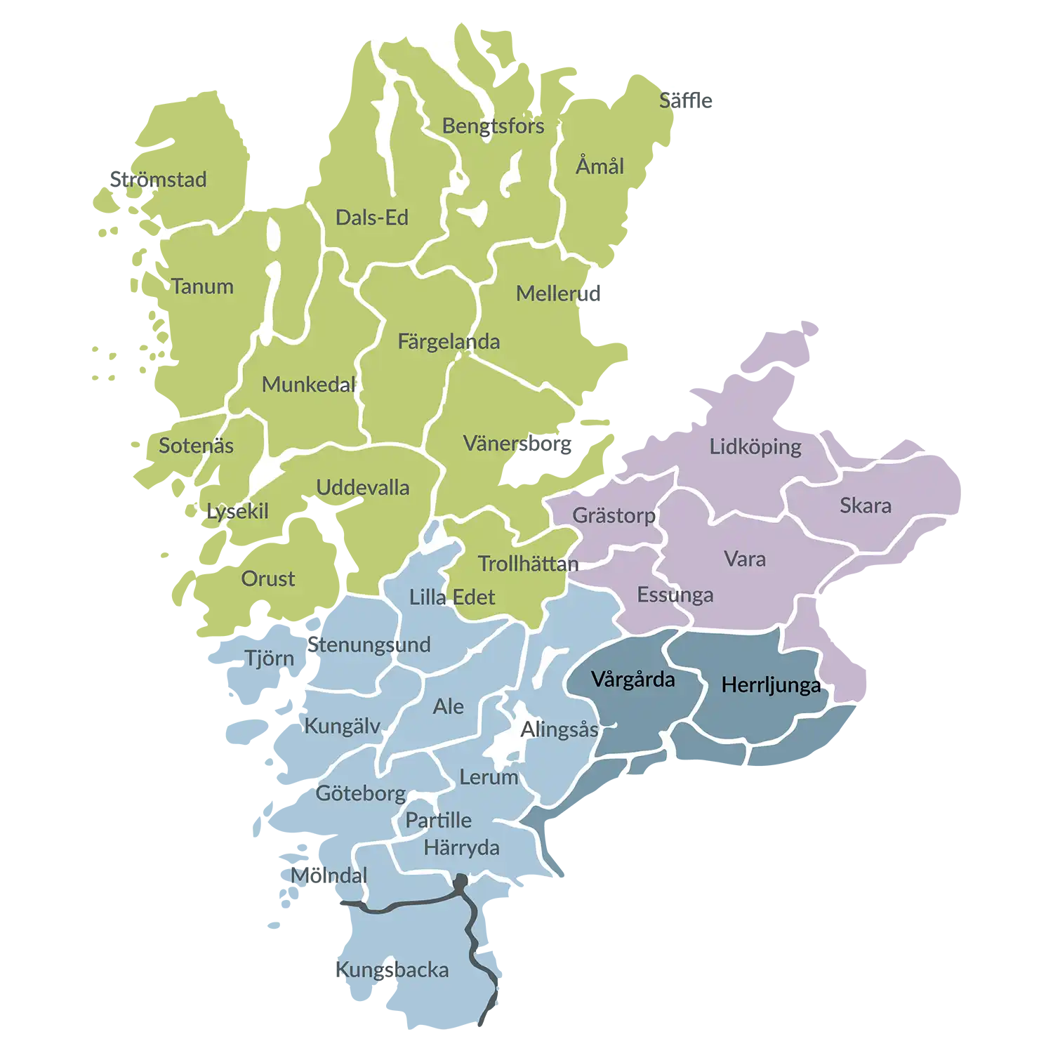 Karta över Västra Götaland